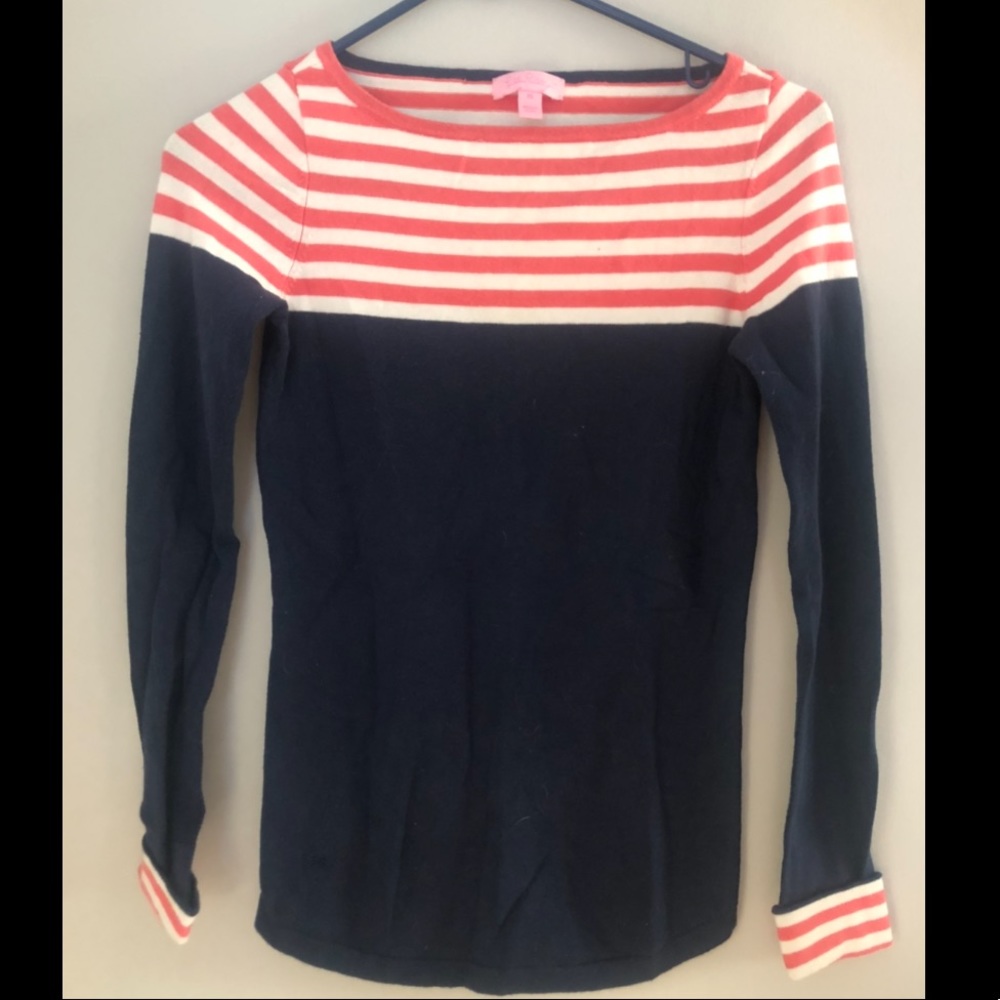 Lilly Pulitzer navy and coral sweater